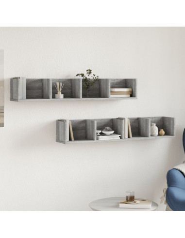 Mobili Parete 2 pz Grigio Sonoma 99x18x16,5cm Legno Multistrato