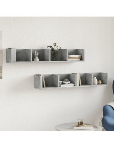 Mobili Parete 2 pz Grigio Cemento 99x18x16,5 cm in Multistrato