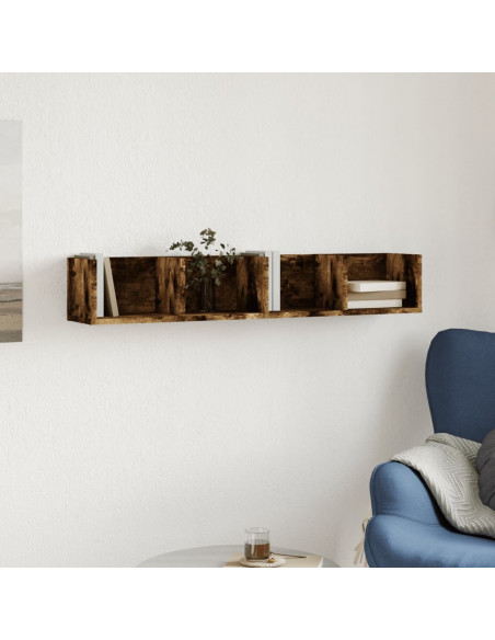 Armadietto a Muro Rovere Fumo 99x18x16,5cm in Legno Multistrato