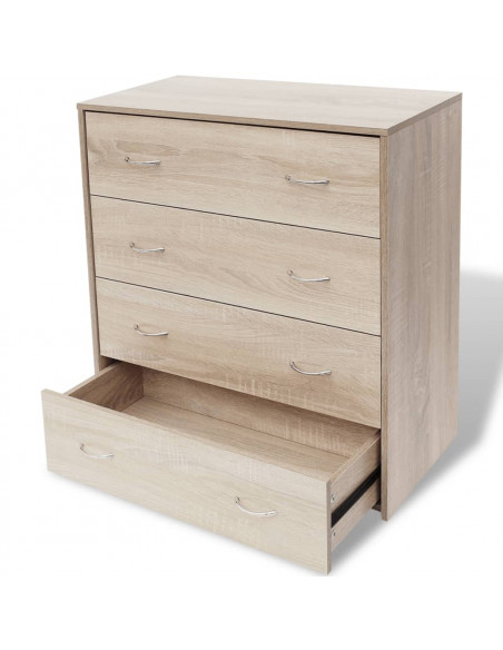 Credenza con 4 Cassetti 60x30,5x71 cm Colore Rovere