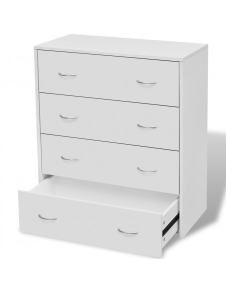 Credenza con 4 Cassetti 60x30,5x71 cm Bianca