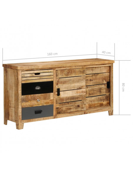 Credenza in Legno Massello di Mango 160x40x80 cm