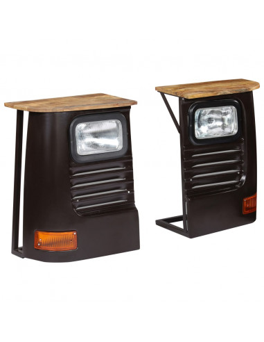 Credenza Camion in Legno Massello di Mango Grigio Scuro