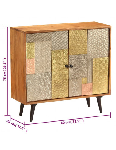 Credenza 80x30x75 cm in Legno Massello di Acacia