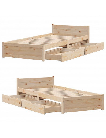 Letto senza Materasso 75x190 cm in Legno Massello Pino