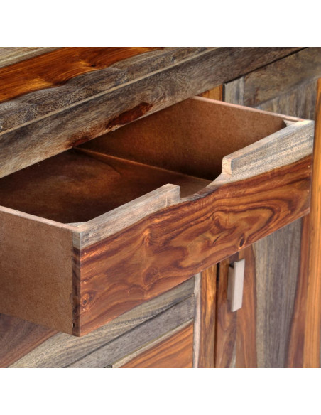 Credenza Grigia 160x40x75 cm in Legno Massello di Sheesham