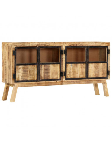Credenza Marrone e Nera 160x30x80 cm Massello di Mango Grezzo