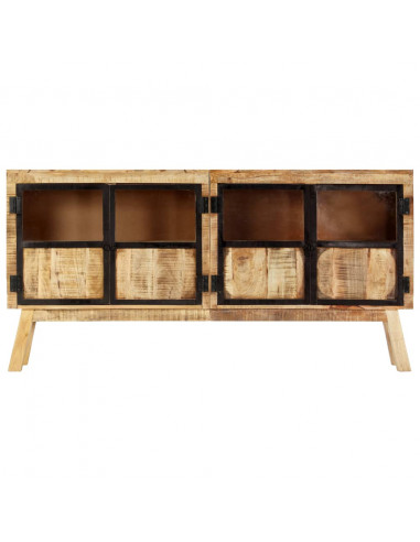 Credenza Marrone e Nera 160x30x80 cm Massello di Mango Grezzo