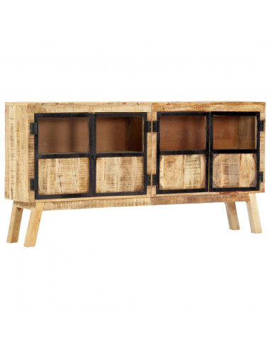Credenza Marrone e Nera 160x30x80 cm Massello di Mango Grezzo