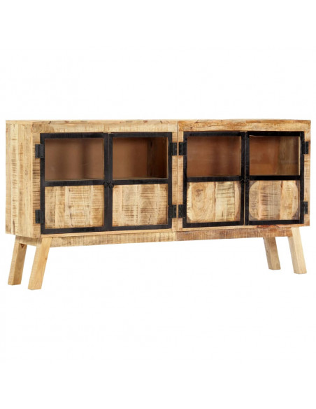 Credenza Marrone e Nera 160x30x80 cm Massello di Mango Grezzo