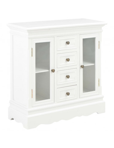 Credenza Bianca 70x28x70 cm in Legno Massello di Pino