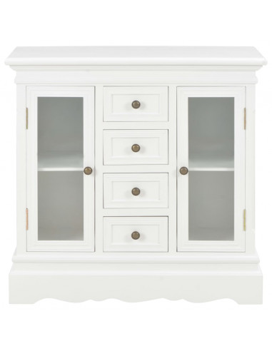 Credenza Bianca 70x28x70 cm in Legno Massello di Pino