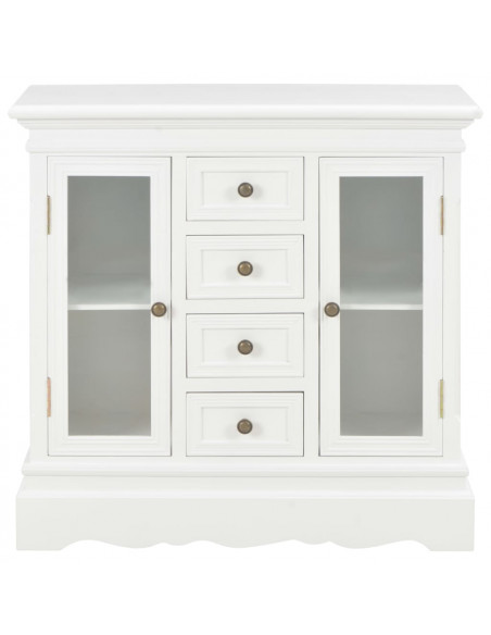 Credenza Bianca 70x28x70 cm in Legno Massello di Pino