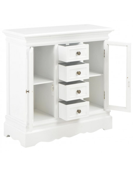 Credenza Bianca 70x28x70 cm in Legno Massello di Pino