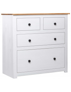 Credenza Bianca 80x40x83 cm in Legno Massello di Pino Panama 2