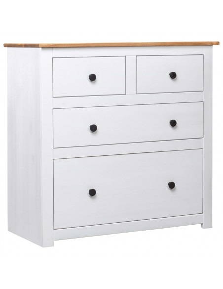 Credenza Bianca 80x40x83 cm in Legno Massello di Pino Panama