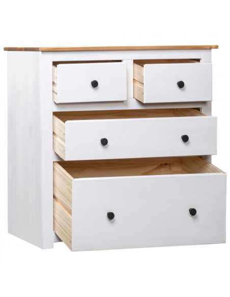 Credenza Bianca 80x40x83 cm in Legno Massello di Pino Panama