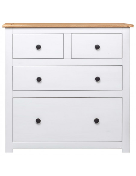 Credenza Bianca 80x40x83 cm in Legno Massello di Pino Panama