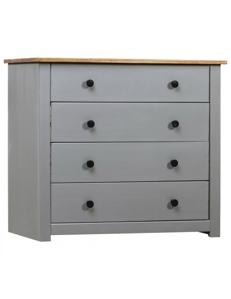 Armadietto Grigio 80x40x73 cm in Legno di Pino Modello Panama