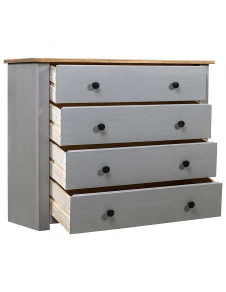 Armadietto Grigio 80x40x73 cm in Legno di Pino Modello Panama