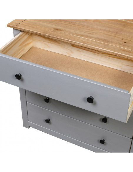 Armadietto Grigio 80x40x73 cm in Legno di Pino Modello Panama