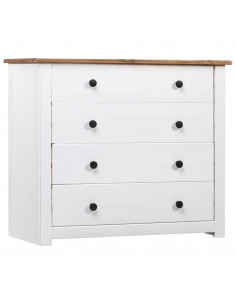 Armadietto Bianco 80x40x73 cm in Legno di Pino Modello Panama 2