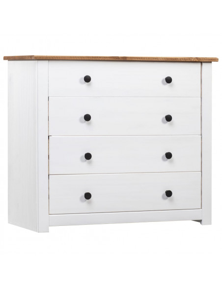 Armadietto Bianco 80x40x73 cm in Legno di Pino Modello Panama