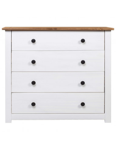 Armadietto Bianco 80x40x73 cm in Legno di Pino Modello Panama