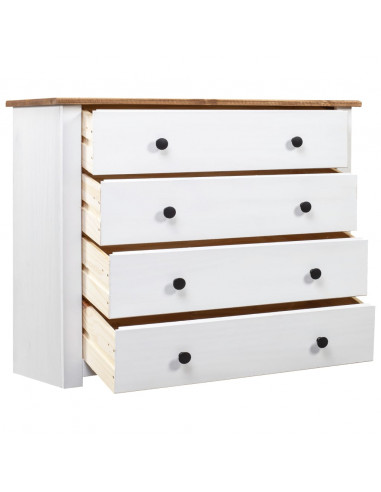 Armadietto Bianco 80x40x73 cm in Legno di Pino Modello Panama