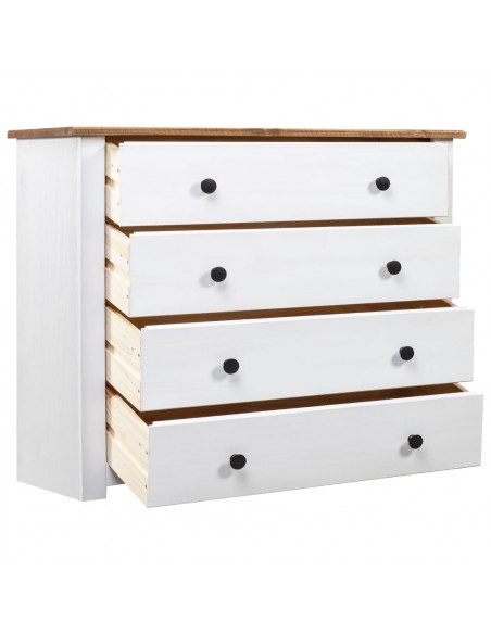 Armadietto Bianco 80x40x73 cm in Legno di Pino Modello Panama