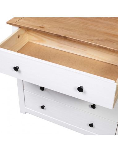 Armadietto Bianco 80x40x73 cm in Legno di Pino Modello Panama