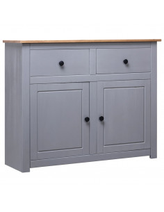 Credenza Grigia 93x40x80 cm in Legno Massello di Pino Panama 2