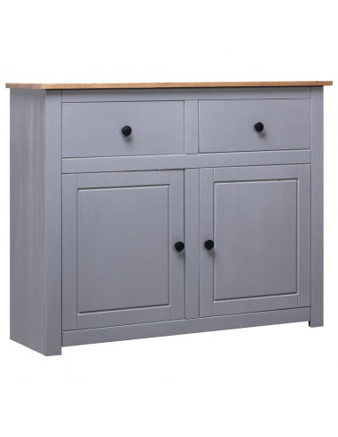 Credenza Grigia 93x40x80 cm in Legno Massello di Pino Panama