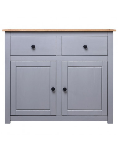 Credenza Grigia 93x40x80 cm in Legno Massello di Pino Panama
