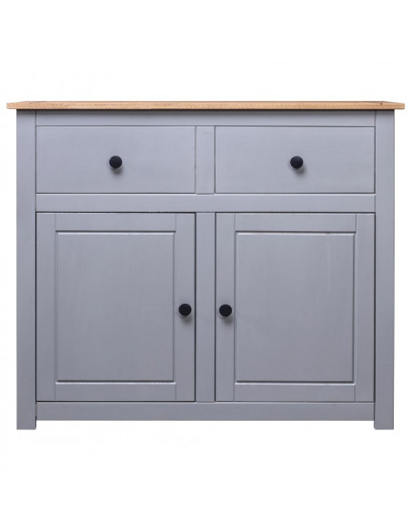 Credenza Grigia 93x40x80 cm in Legno Massello di Pino Panama