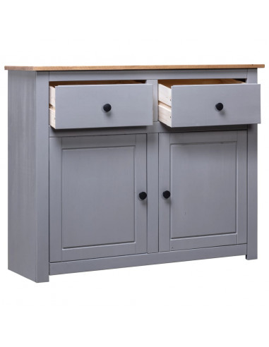 Credenza Grigia 93x40x80 cm in Legno Massello di Pino Panama