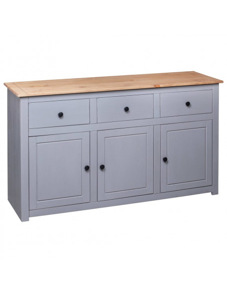 Credenza Grigia 135x40x80 cm in Legno Massello di Pino Panama