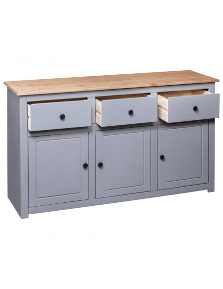 Credenza Grigia 135x40x80 cm in Legno Massello di Pino Panama