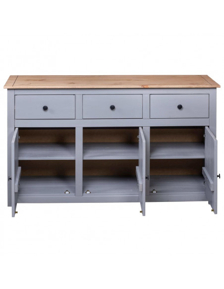 Credenza Grigia 135x40x80 cm in Legno Massello di Pino Panama