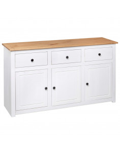 Credenza Bianca 135x40x80 cm in Legno Massello di Pino Panama 2