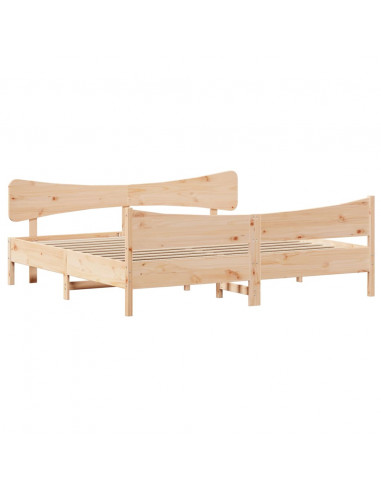 Giroletto con Testiera 200x200 cm in Legno Massello di Pino