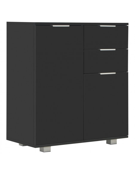Credenza con Finitura Lucida Nera 71x35x80 cm in Truciolato