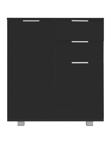 Credenza con Finitura Lucida Nera 71x35x80 cm in Truciolato