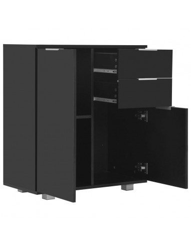 Credenza con Finitura Lucida Nera 71x35x80 cm in Truciolato