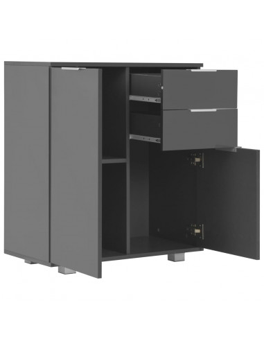 Credenza con Finitura Lucida Grigia 71x35x80 cm in Truciolato