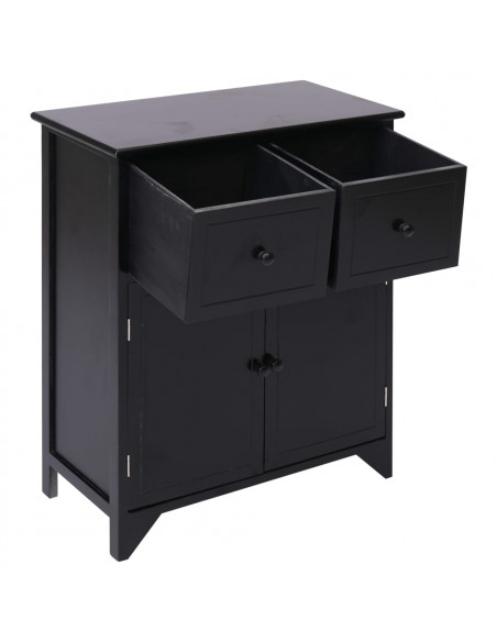 Mobiletto Nero 60x30x75 cm in Legno di Paulownia