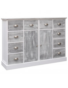Credenza con 10 Cassetti Grigia 113x30x79 cm in Legno 2