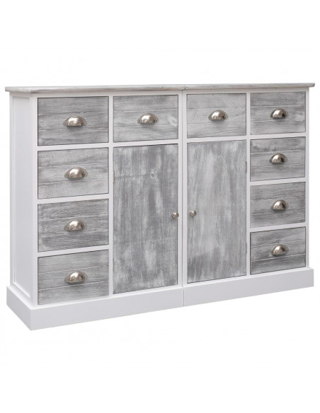 Credenza con 10 Cassetti Grigia 113x30x79 cm in Legno