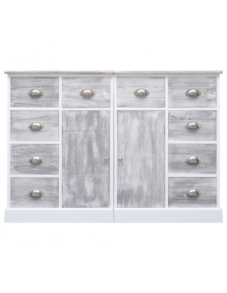Credenza con 10 Cassetti Grigia 113x30x79 cm in Legno
