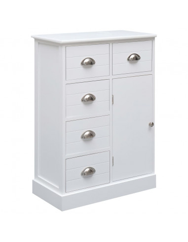 Credenza con 10 Cassetti Bianca 113x30x79 cm in Legno